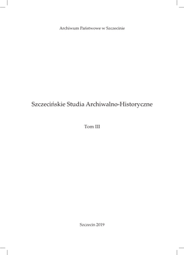 Szczecińskie Studia Archiwalno-Historyczne