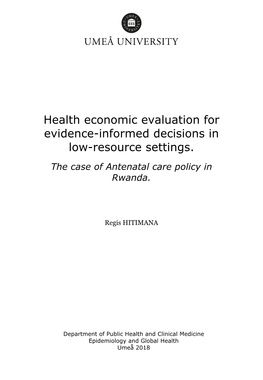 Health Economic Evaluation for Evidence-Informed Decisions in Low-Resource Settings