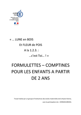 Formulettes – Comptines Pour Les Enfants a Partir De 2 Ans