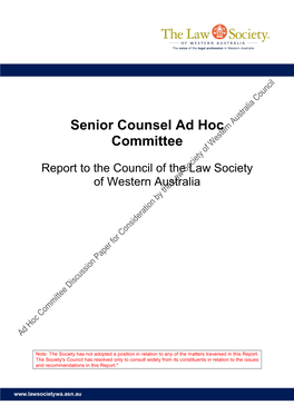 Senior Counsel Ad Hoc Committee Report