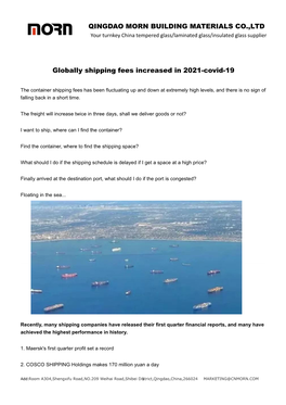 Globall Shipping Fees Increased in 2021-Covid-19