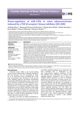 Down‐Regulation of Mir‐135B in Colon Adenocarcinoma Induced by a TGF‐Β Receptor I Kinase Inhibitor (SD‐208)