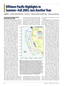 Offshore Pacific Highlights in Summer–Fall 2005