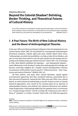 Delinking, Border Thinking, and Theoretical Futures of Cultural History