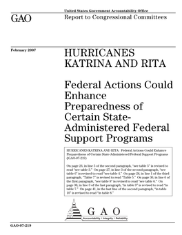 GAO-07-219 Hurricanes Katrina and Rita