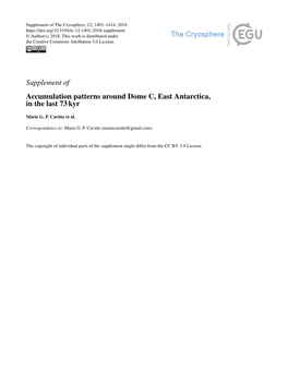 Supplement of Accumulation Patterns Around Dome C, East Antarctica, in the Last 73 Kyr