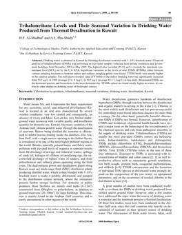 Trihalomethane Levels and Their Seasonal Variation in Drinking Water Produced from Thermal Desalination in Kuwait H.F