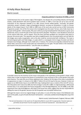 A Holly Maze Restored Martin Locock