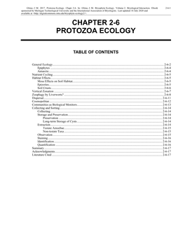 Volume 2, Chapter 2-6 Protozoa Ecology