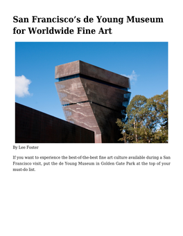 San Francisco's De Young Museum for Worldwide Fine