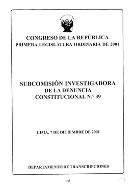Congreso De La República Subcomisión Investigadora