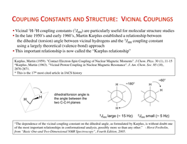 Coupling Constants and Structure: Vicinal Couplings