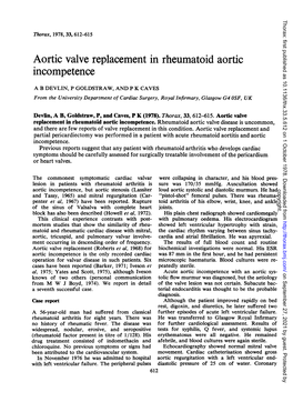 Aortic Valve Replacement in Rheumatoid Aortic Incompetence