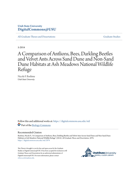 A Comparison of Antlions, Bees, Darkling Beetles and Velvet Ants Across Sand Dune and Non-Sand Dune Habitats at Ash Meadows National Wildlife Refuge Nicole F