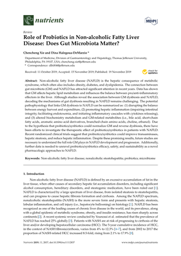 Role of Probiotics in Non-Alcoholic Fatty Liver Disease: Does Gut Microbiota Matter?