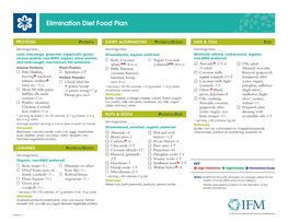 Elimination Diet Food List