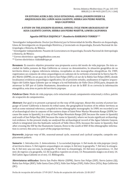 Un Estudio Acerca Del Ciclo Estacional-Anual Juigrepa Desde La Arqueología Del Cañón Agua Caliente, Sierra San Pedro Mártir, Baja California