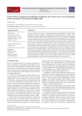 Secular Writers' Engagement with Religious Tradition in 20Th Century Iran: from Undermining to Deconstructing; a Generational