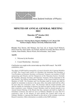Minutes of Annual General Meeting 2012