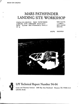 Mars Pathfinder Landing Site Workshop