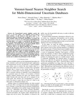 Voronoi-Based Nearest Neighbor Search for Multi-Dimensional Uncertain Databases