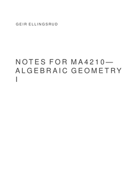 Algebraic Geometry I