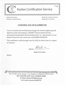 Kosher Certificetion Servi'ce