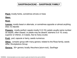 Saxifragaceae – Saxifrage Family