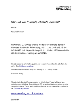 Should We Tolerate Climate Denial?