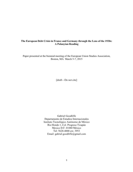 The European Debt Crisis in France and Germany Through the Lens of the 1930S: a Polanyian Reading