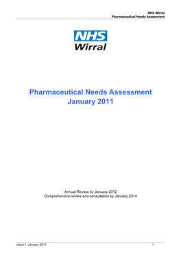 Wirral's First Pharmaceutical Needs Assessment (PNA)