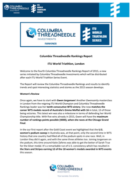 Columbia Threadneedle Rankings Report ITU World Triathlon
