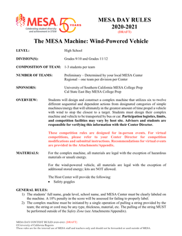 MESA DAY RULES 2020-2021 the MESA Machine