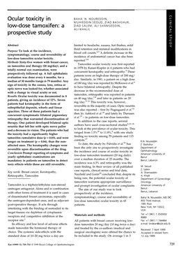 Ocular Toxicity in Low-Dose Tamoxifen: a Prospective Study