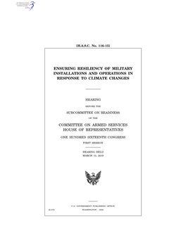 Ensuring Resiliency of Military Installations and Operations in Response to Climate Changes