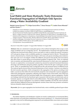 Leaf Habit and Stem Hydraulic Traits Determine Functional Segregation of Multiple Oak Species Along a Water Availability Gradient