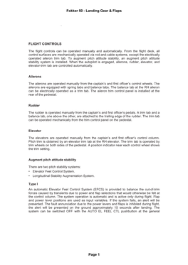 FLIGHT CONTROLS Fokker 50