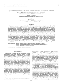 QUANTITATIVE MORPHOLOGY of GALAXIES in the CORE of the COMA CLUSTER Carlos M