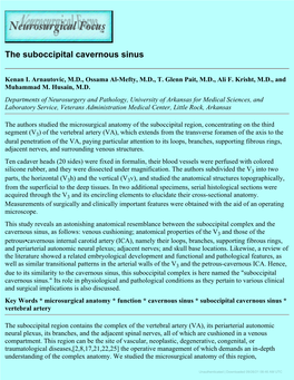 The Suboccipital Cavernous Sinus