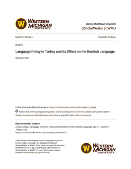 Language Policy in Turkey and Its Effect on the Kurdish Language