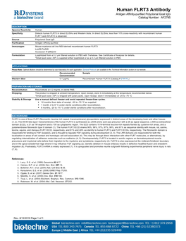 Human FLRT3 Antibody Antigen Affinity-Purified Polyclonal Goat Igg Catalog Number: AF2795