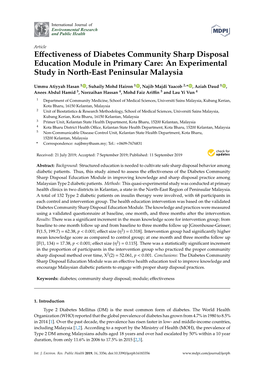 Effectiveness of Diabetes Community Sharp Disposal Education Module