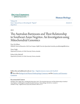 The Australian Barrineans and Their Relationship to Southeast Asian
