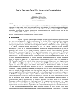 Fourier Spectrum Pulse-Echo for Acoustic Characterization