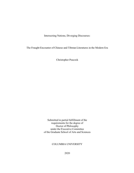 Intersecting Nations, Diverging Discourses: the Fraught Encounter of Chinese and Tibetan Literatures in the Modern Era Christoph