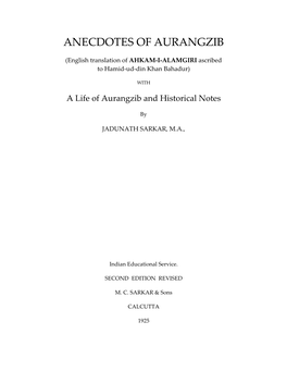 Anecdotes of Aurangzib