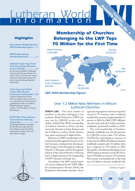 Lutheran World Includes Informationlwi Membership of Churches Highlights Belonging to the LWF Tops