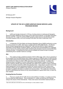 2017 Update on the 2013 LARS Service Provision Review