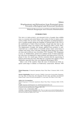 Displacement and Relocation from Protected Areas: Towards a Biological and Historical Synthesis