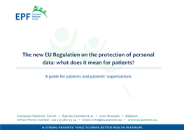 The New EU Regulation on the Protection of Personal Data: What Does It Mean for Patients?